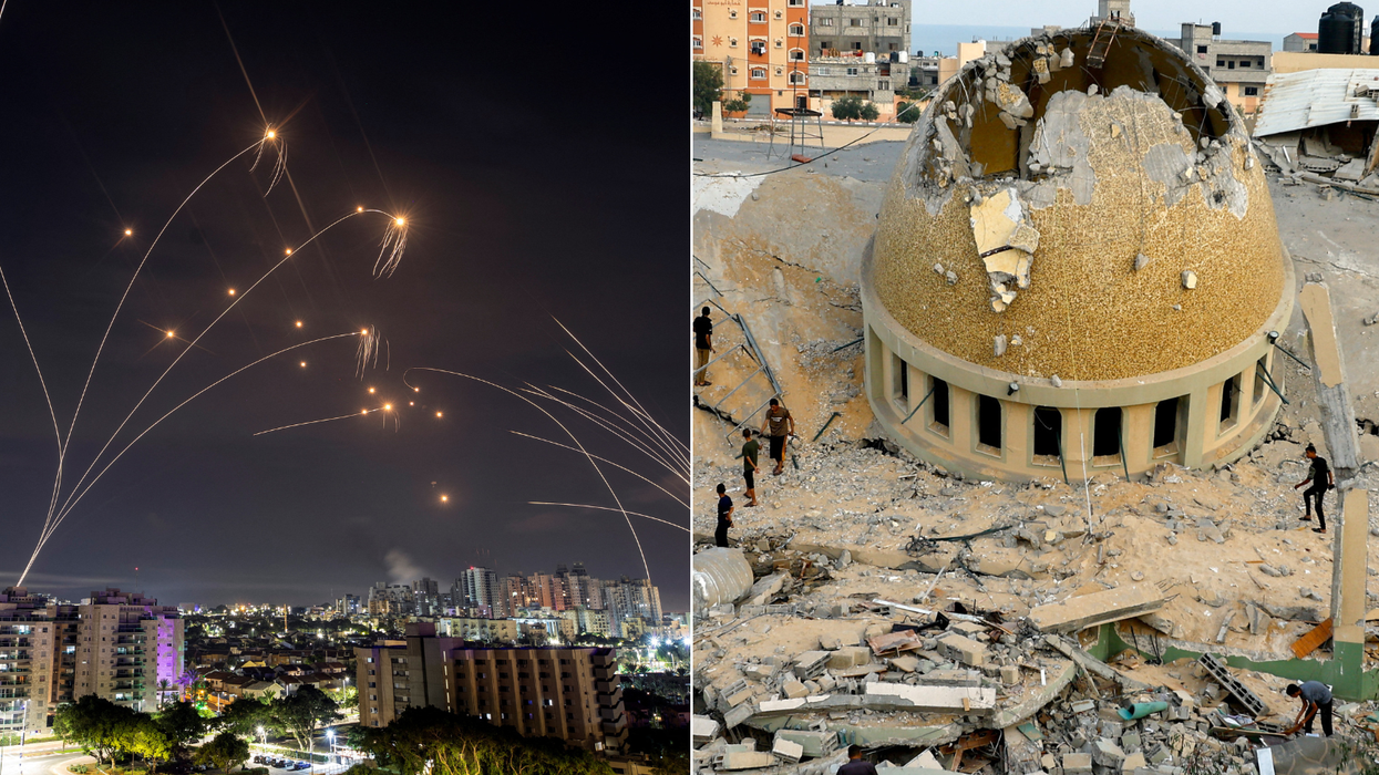 Strikes at night/rubble in Gaza