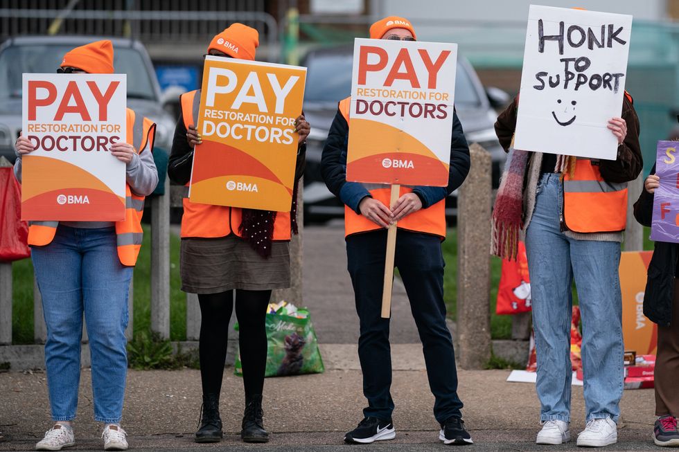 Striking NHS junior doctors on the picket line