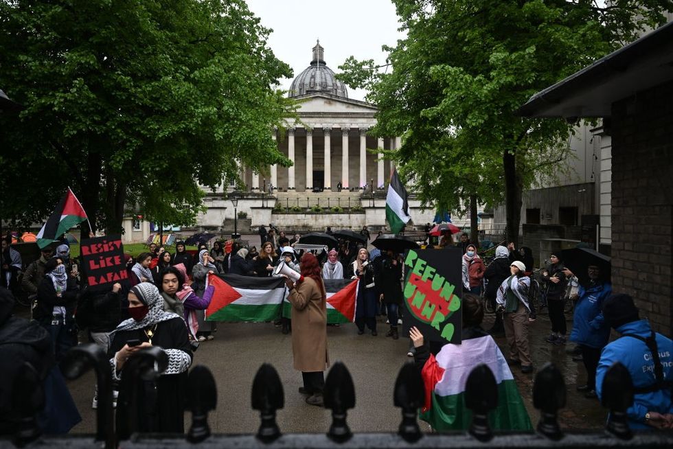 Students at University College London (UCL) join the pro-Palestinian demonstrations that started at Columbia University in the United States