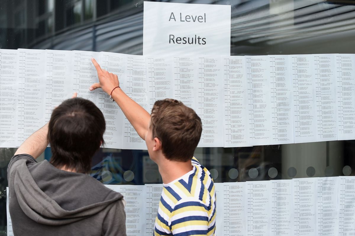 Students checking their A-level results