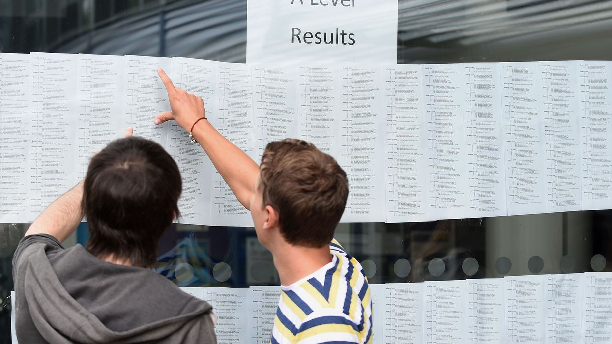 Students checking their A-level results