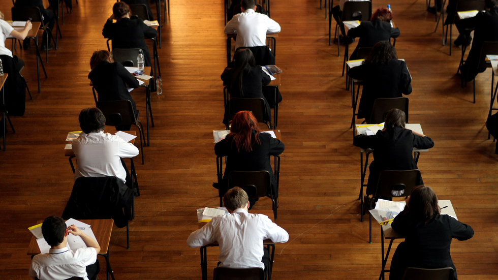 Students in an exam hall