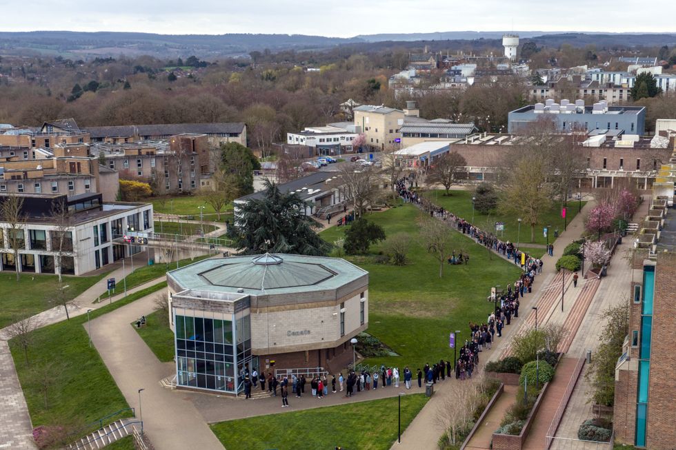 Students line up at Kent University