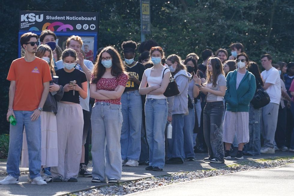 Students queuing up in Kent to receive their vaccinations