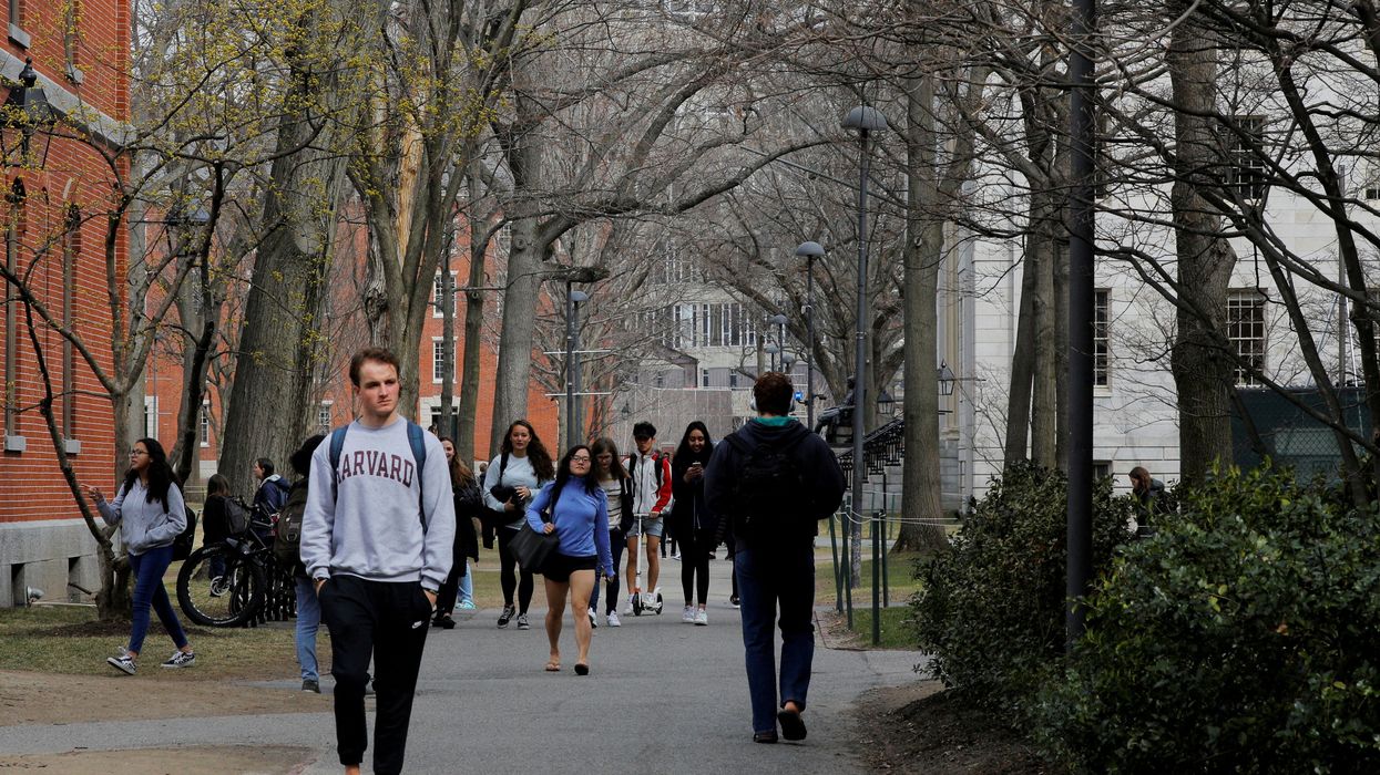 Students walk through Harvard University