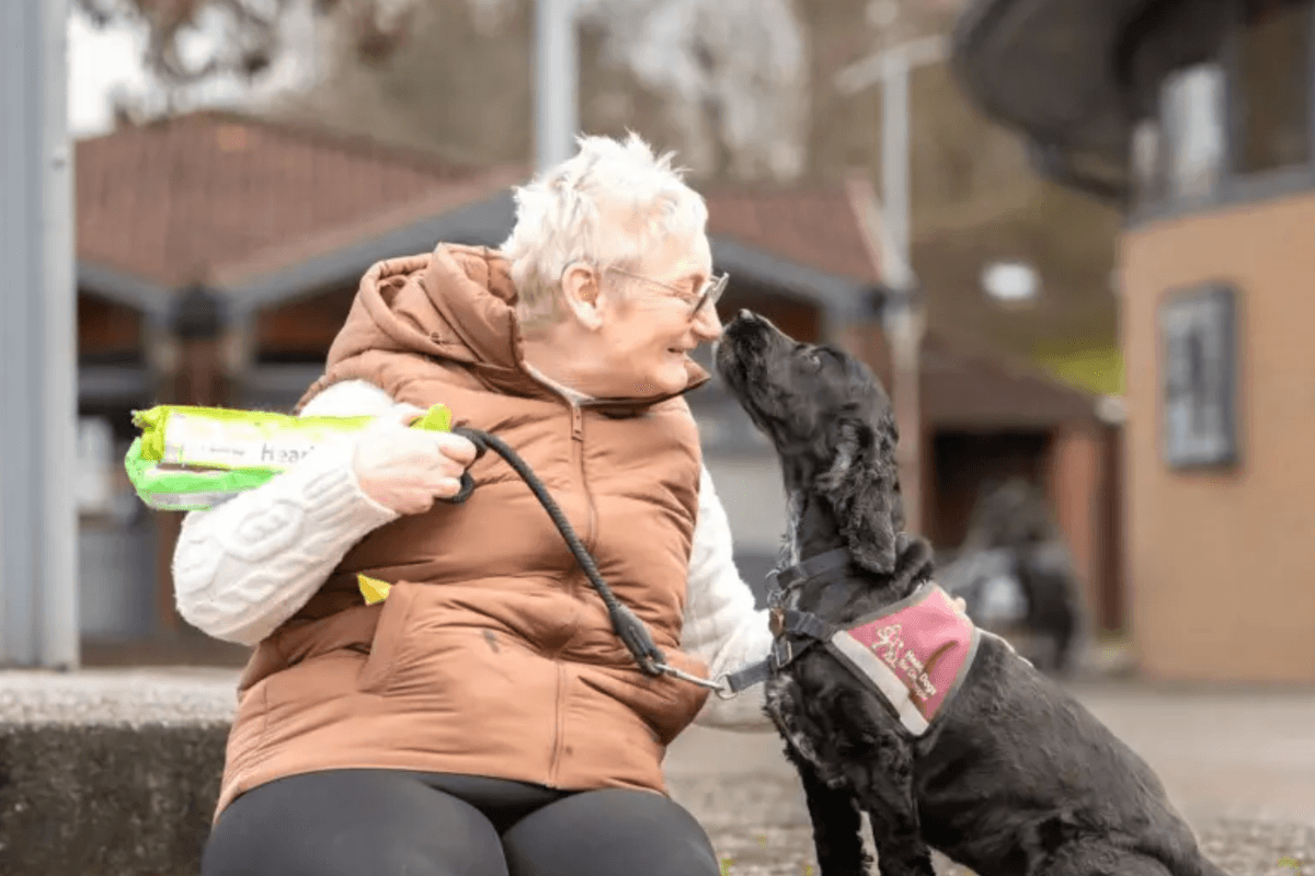 Sue Davis and her dog, Arlo