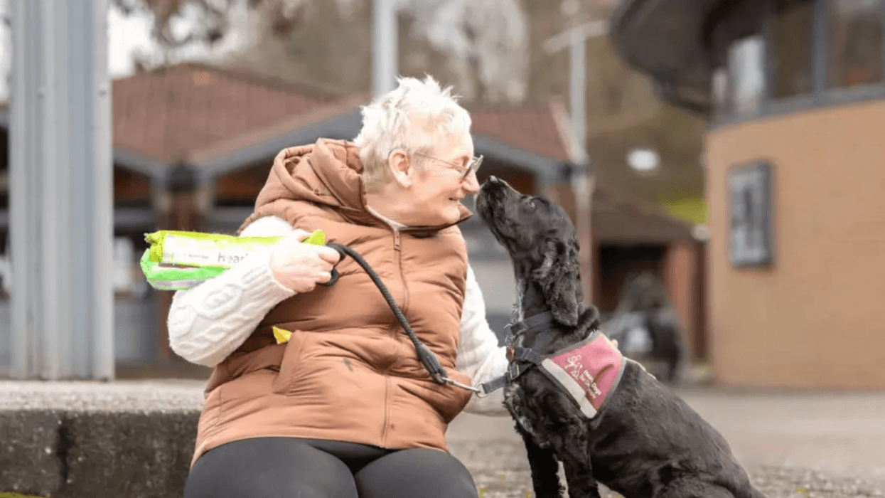 Sue Davis and her dog, Arlo