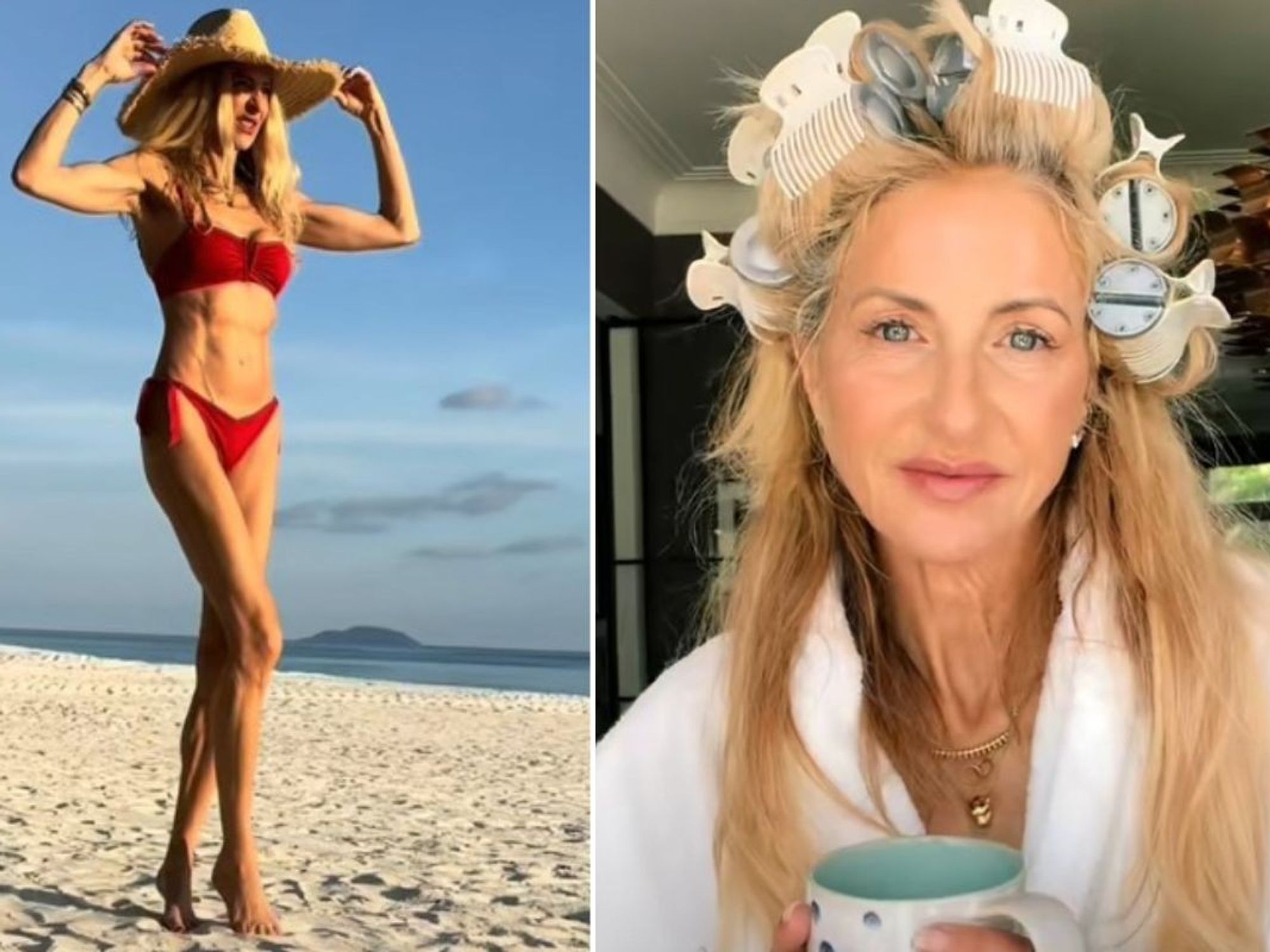 Sue headshot and Sue in bikini