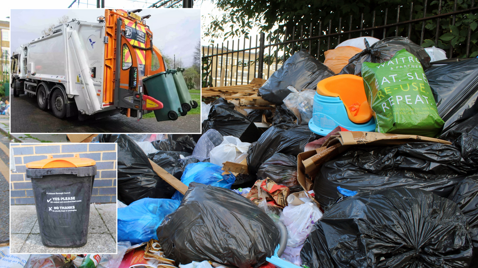 Suez van/Maidstone food bin/Piles of uncollected rubbish (stock)