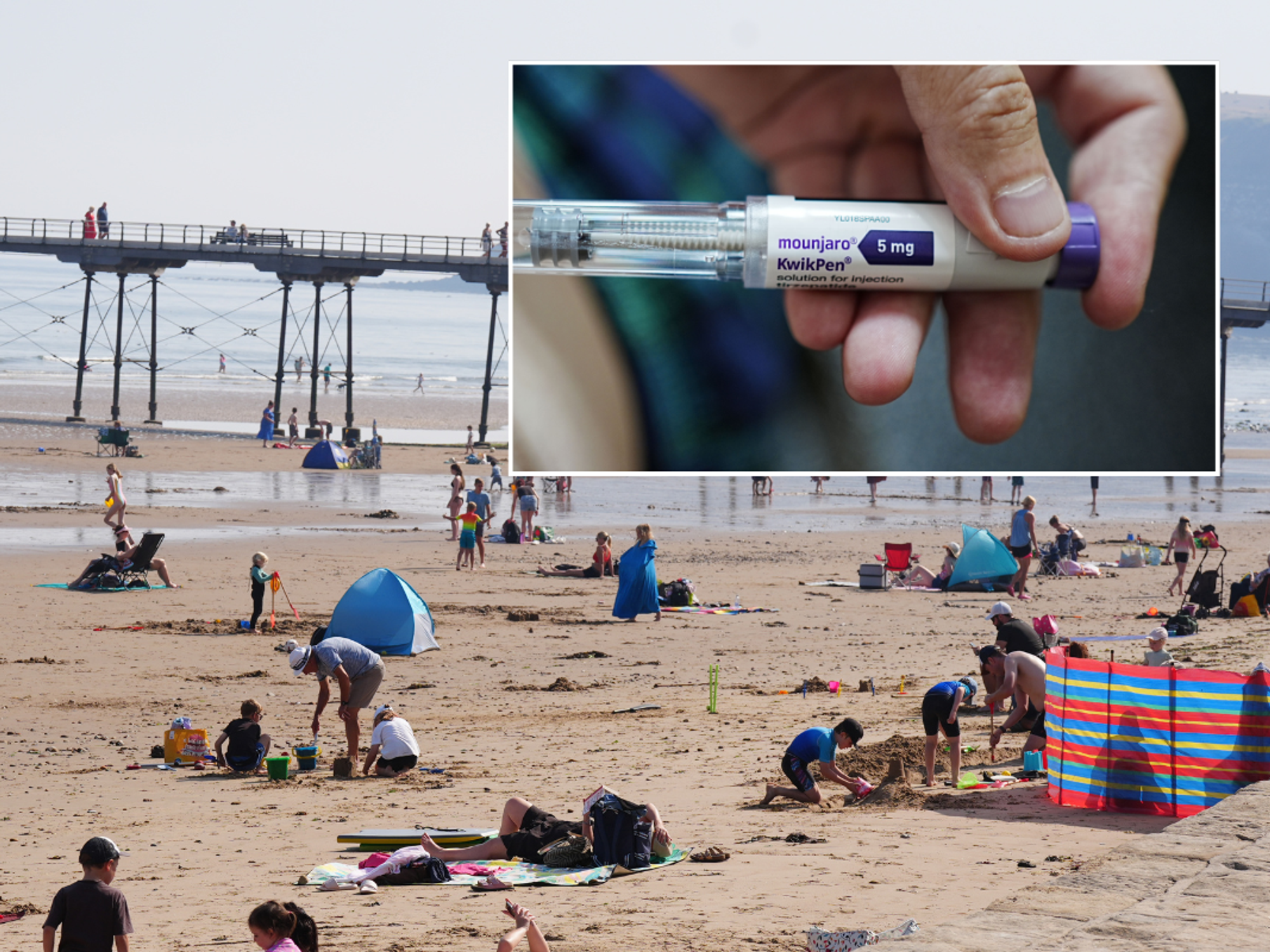 Summer heatwave 2025 in Yorkshire; Mounjaro injection