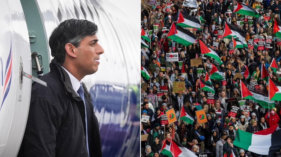 Sunak/pro-Palestine demonstrators