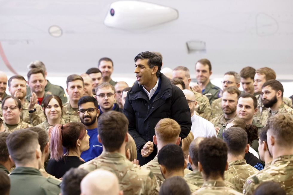 Sunak speaking at Scotland airbase