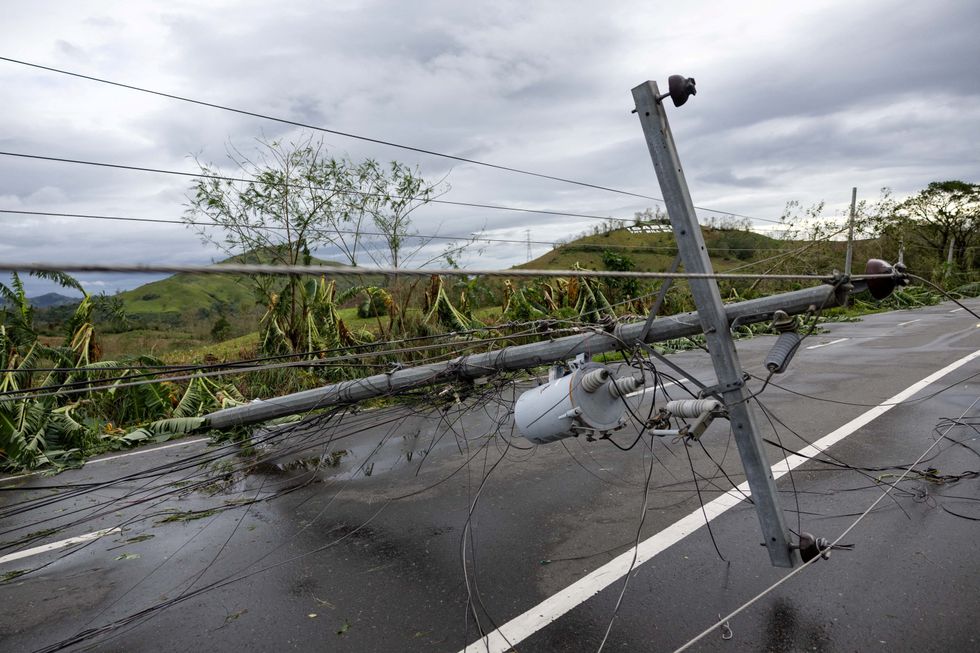 Super Typhoon Fung-wong causes electric post to fall