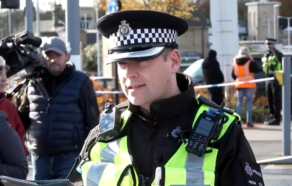 Superintendent John Loveless giving an update on the Huntingdon stabbing