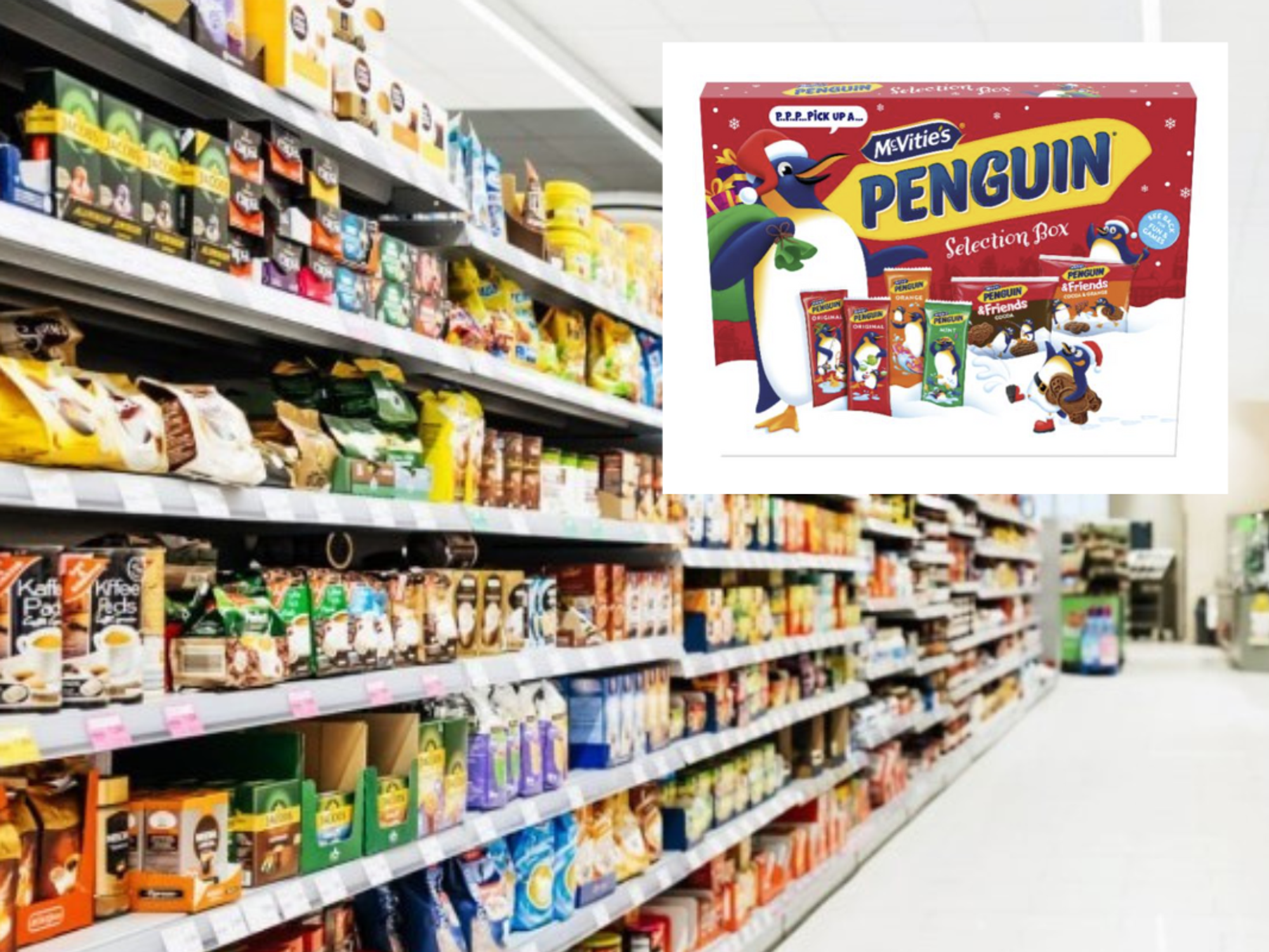 Supermarket aisle; McVitie's festive range