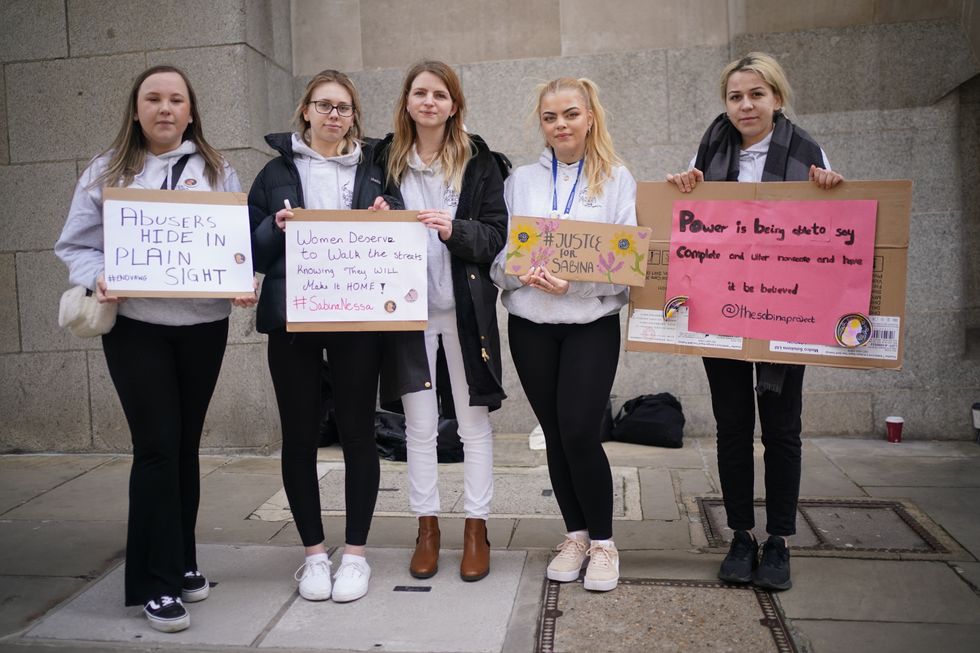 Supporters from the Sabina Project outside the Old Bailey