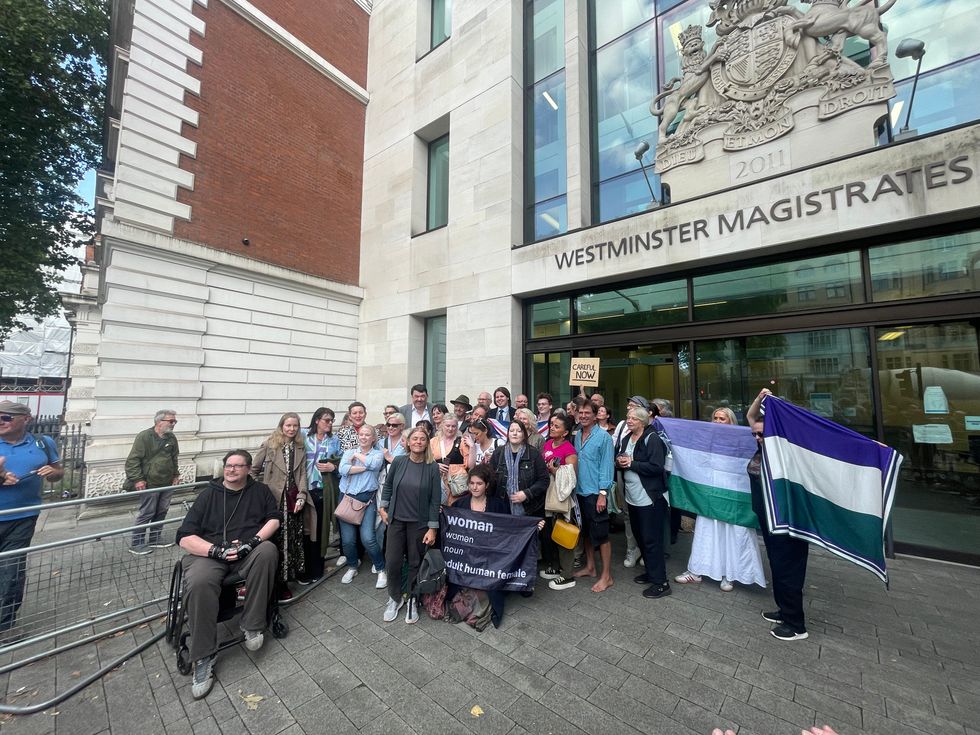 Supporters outside Westminster Magistrates' Court
