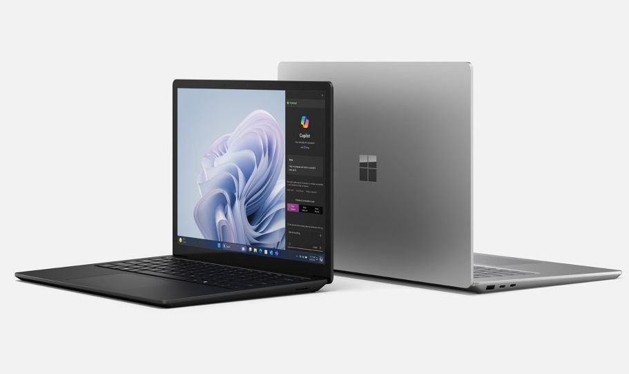 surface laptop 6 for business pictured with 13-inch screen back to back with 15-inch model