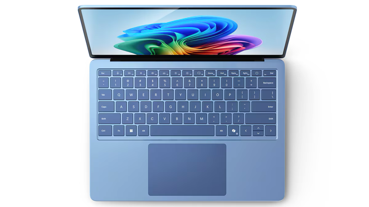 surface laptop 7 pictured from above in blue colour