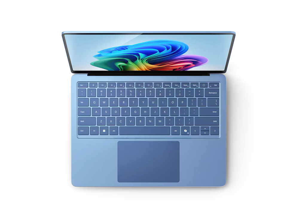 surface laptop 7 pictured from above in blue colour