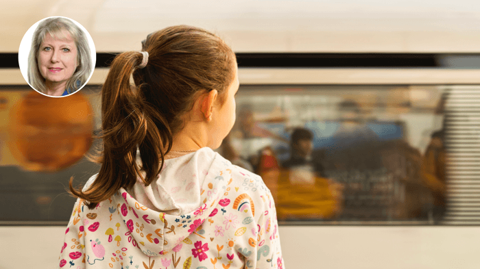 Susan Hall (left), train platform (right)