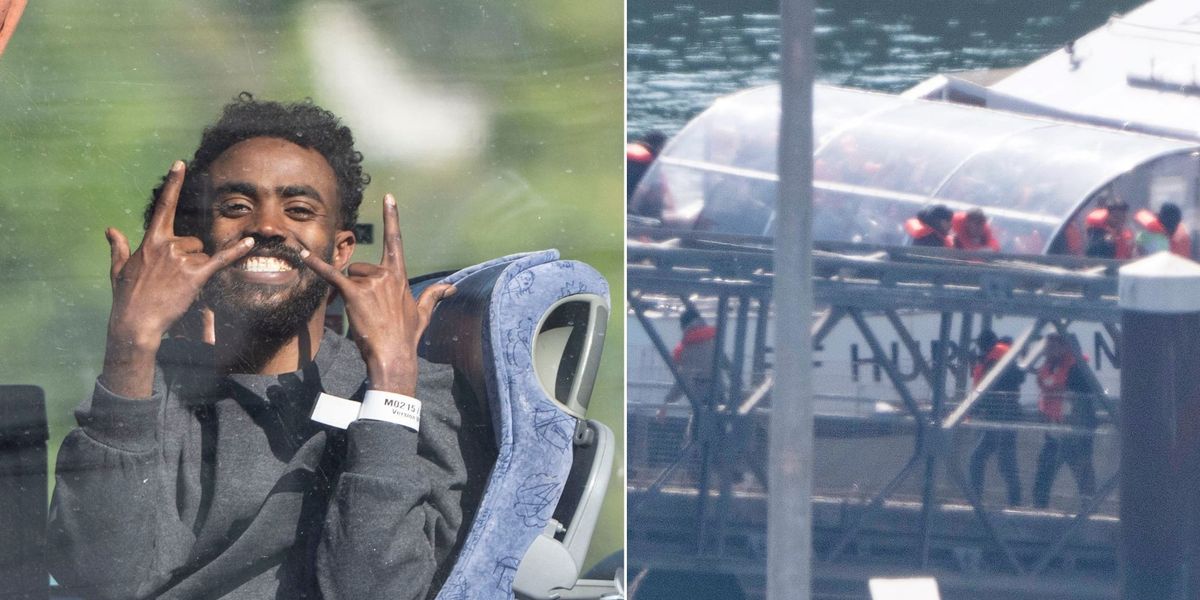 NextImg:Watch as a BOATLOAD of migrants flood Dover shore and MOCK Keir Starmer's 'crackdown'