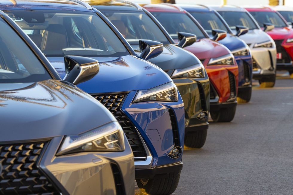 SUVs parked in a row