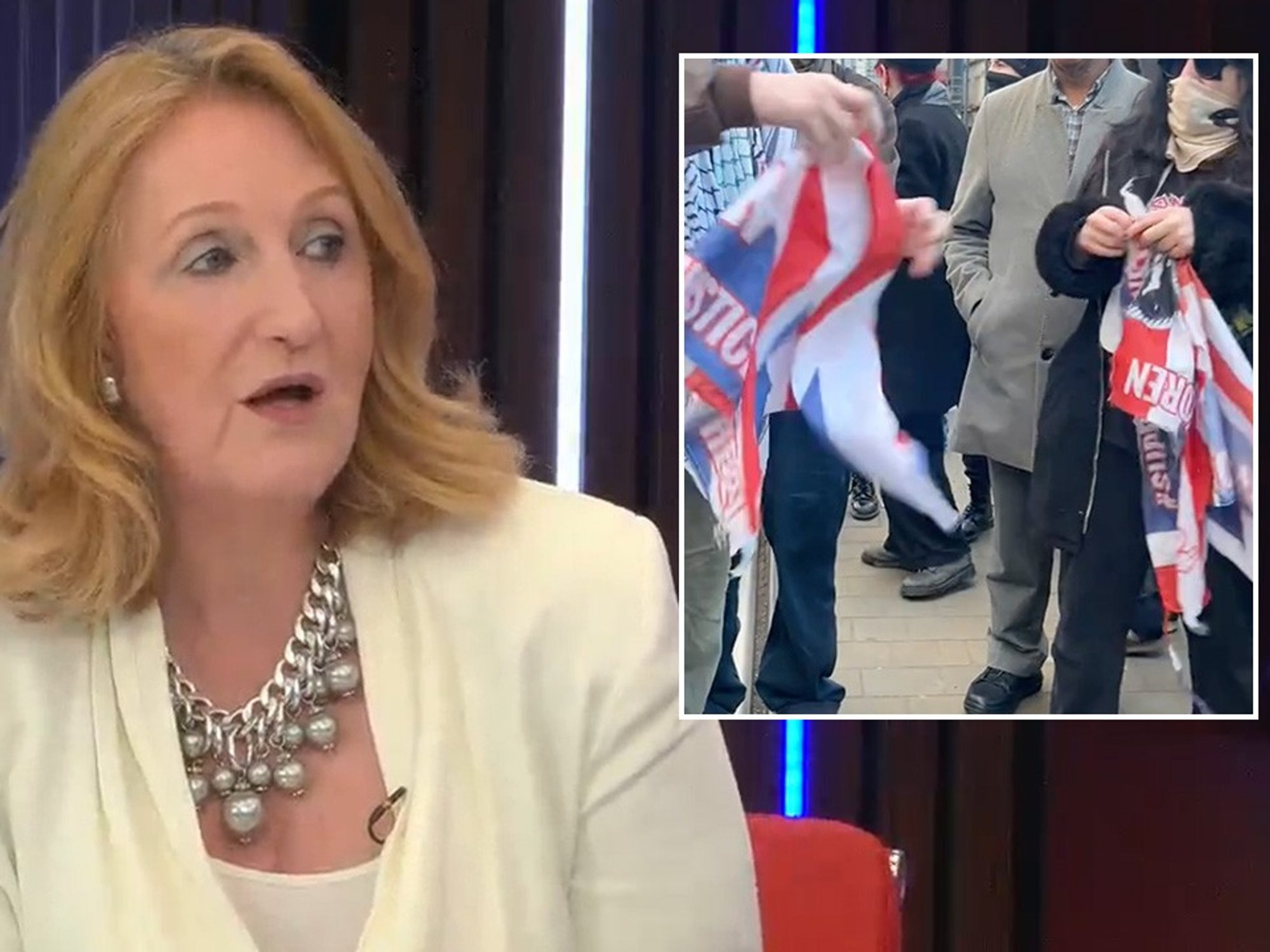 Suzanne Evans, protesters