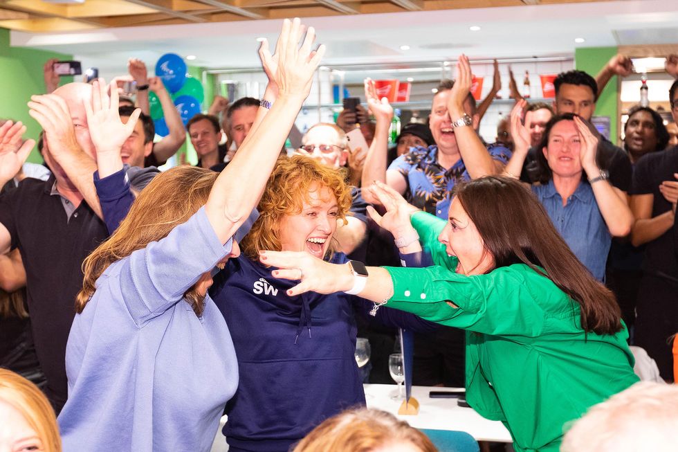 Suzanne Williams, Strength and Conditioning coach for Emma Raducanu aged 8-12, at the Parklangley Club in Beckenham, celebrates her winning the US Open Final.