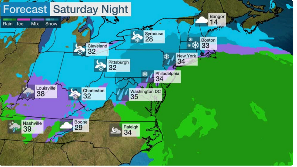 Swathes of the east brace for weekend snow