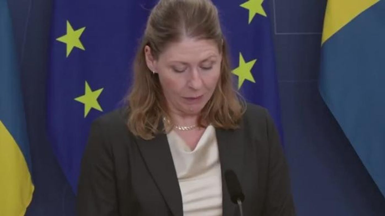Watch the moment Swedish Health Minister COLLAPSES during press conference