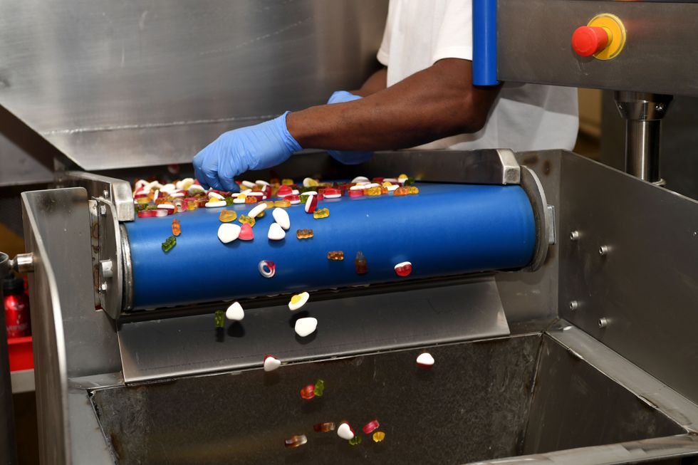 Sweets on the production line at the Haribo sweet factory