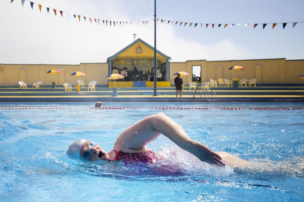 Swimmers at the Stonehaven Open Air Pool in Aberdeenshire, which reopens after lockdown restrictions were eased. Picture date: Saturday May 29, 2021.