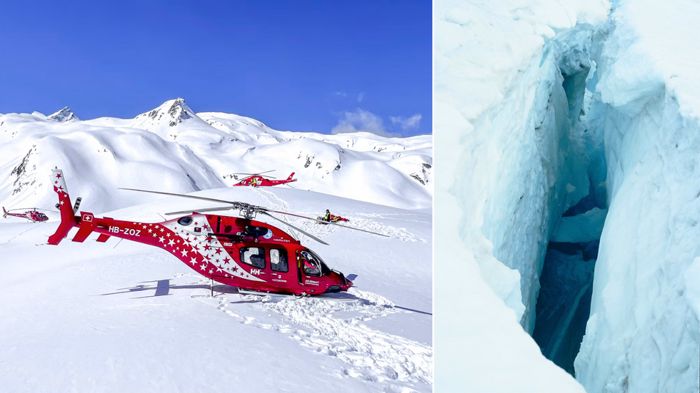 Swiss helicopter/crevasse