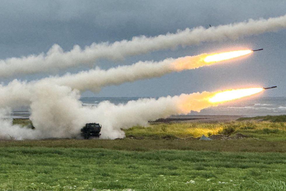 Taiwan has blasted US rockets towards China for the first time