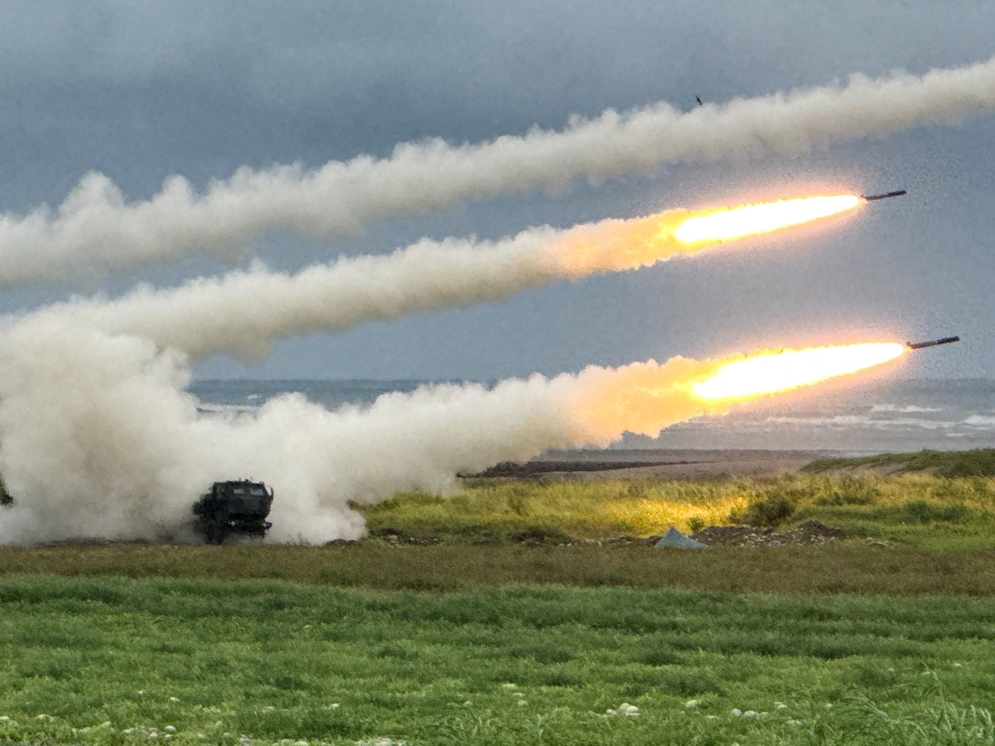 Taiwan has blasted US rockets towards China for the first time