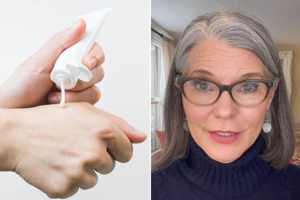 Tamara and cream squeezed onto hand