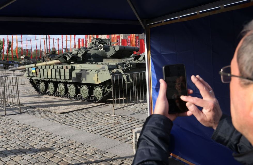Tanks on display in central Moscow