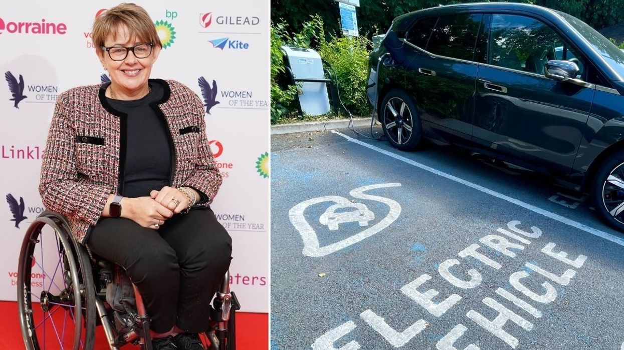 Tanni Grey-Thompson and an electric vehicle charging station