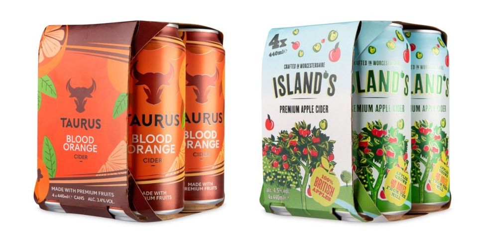 Taurus Blood Orange Cider (\u00a33.49, 4 x 440ml) / Island\u2019s Premium Apple Cider (\u00a33.49, 4 x 440ml)