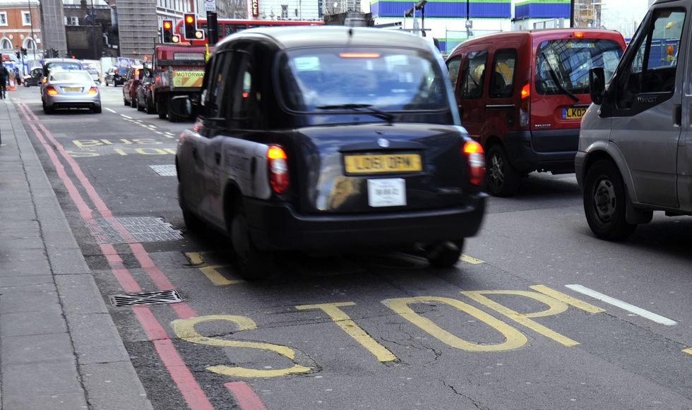 Taxi driving in a bus lane