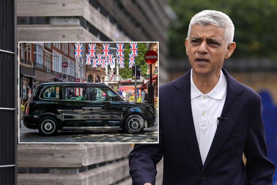taxi-parked-in-london-and-london-mayor-sir-sadiq-khan image