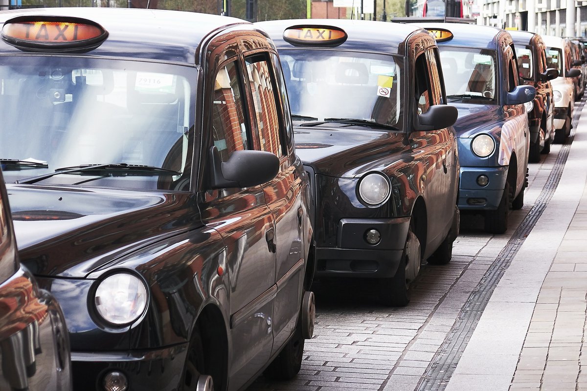 Taxis parked at a taxi rank