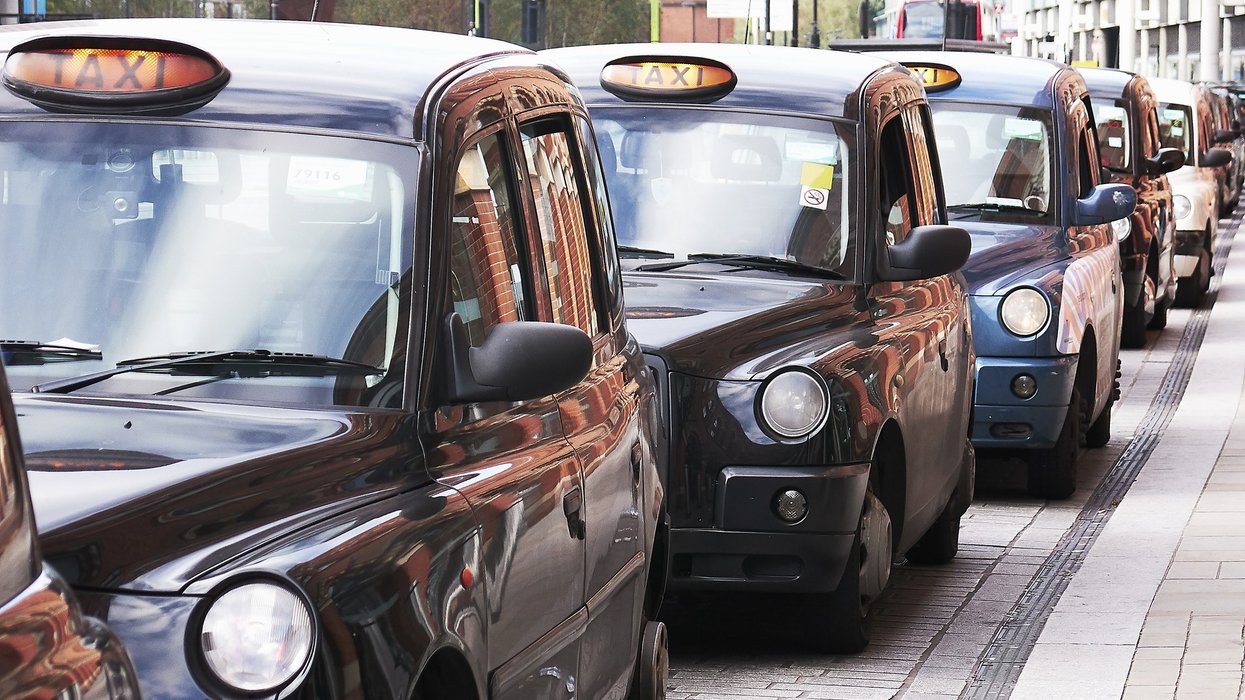 Taxis parked at a taxi rank