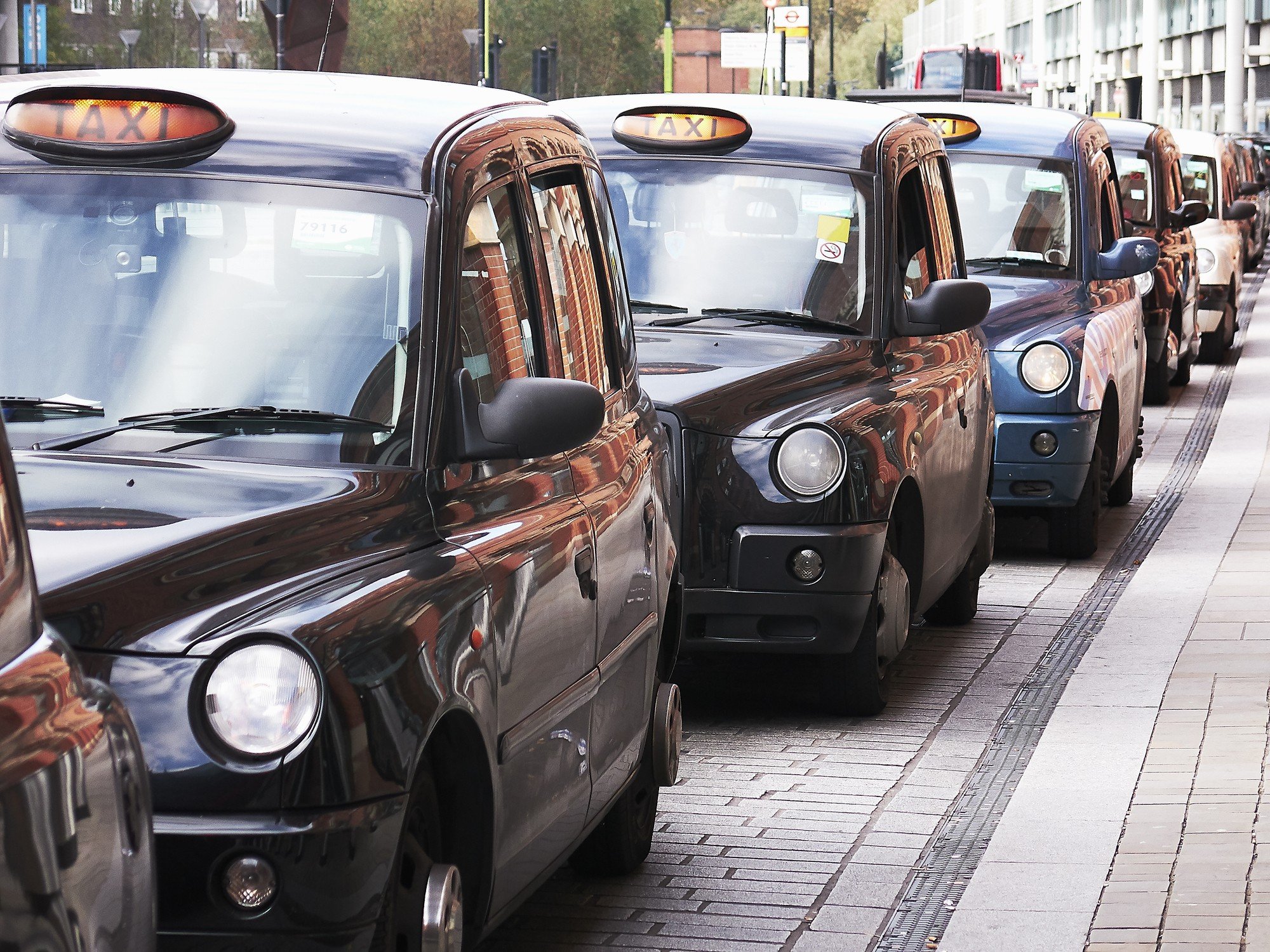 Taxis parked at a taxi rank