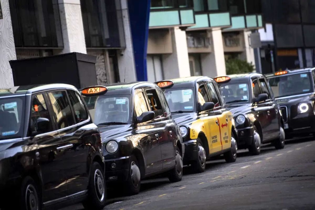 Taxis parked at a taxi rank