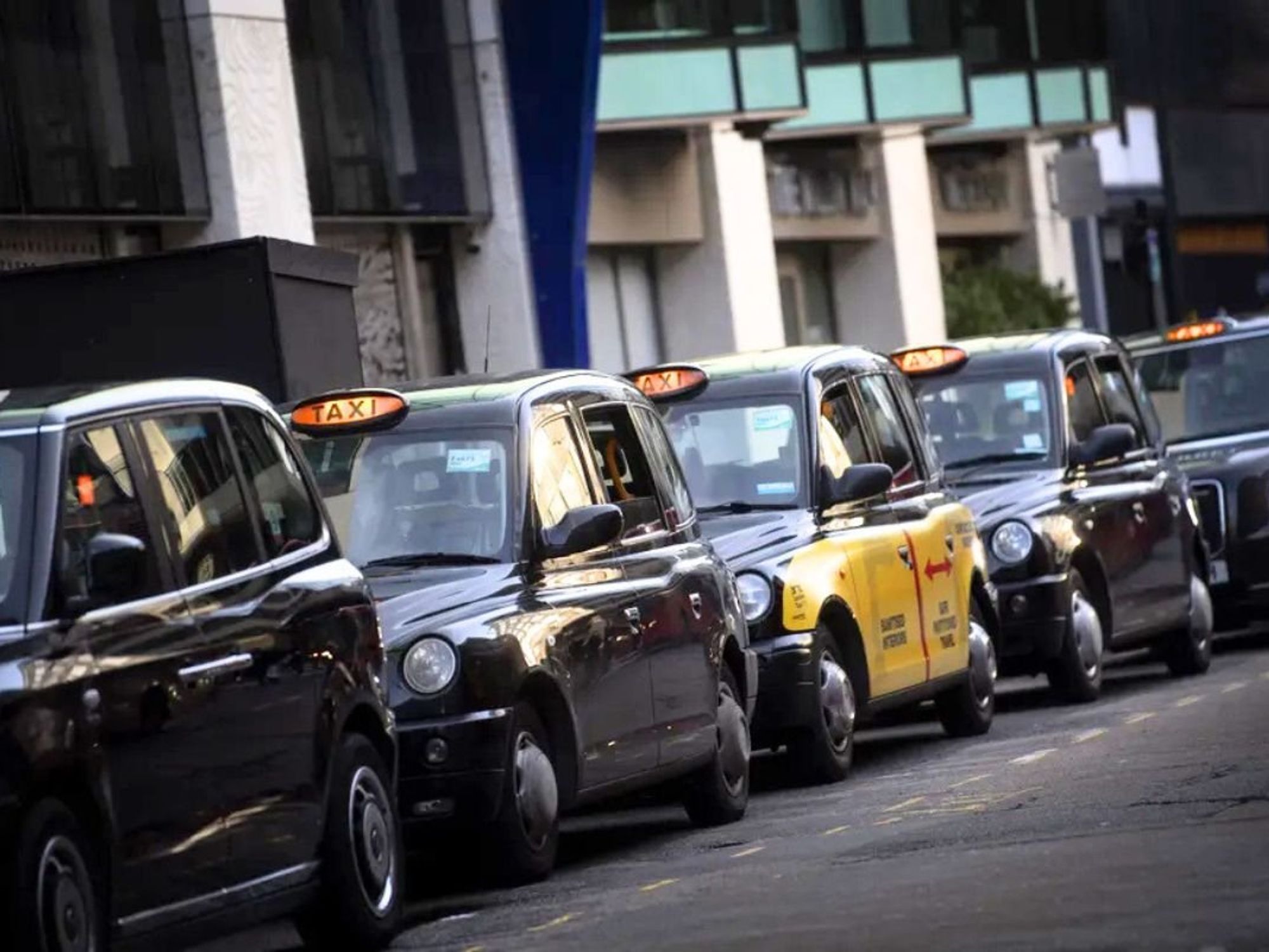Taxis parked at a taxi rank