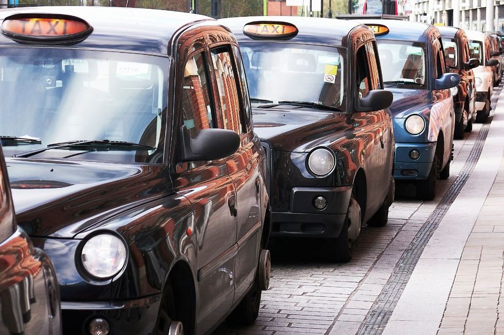 Taxis parked on a road