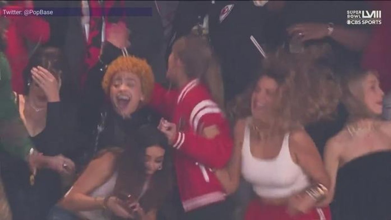 Taylor Swift crushed by friends during Chiefs Super Bowl win before emotional embrace with boyfriend Travis Kelce
