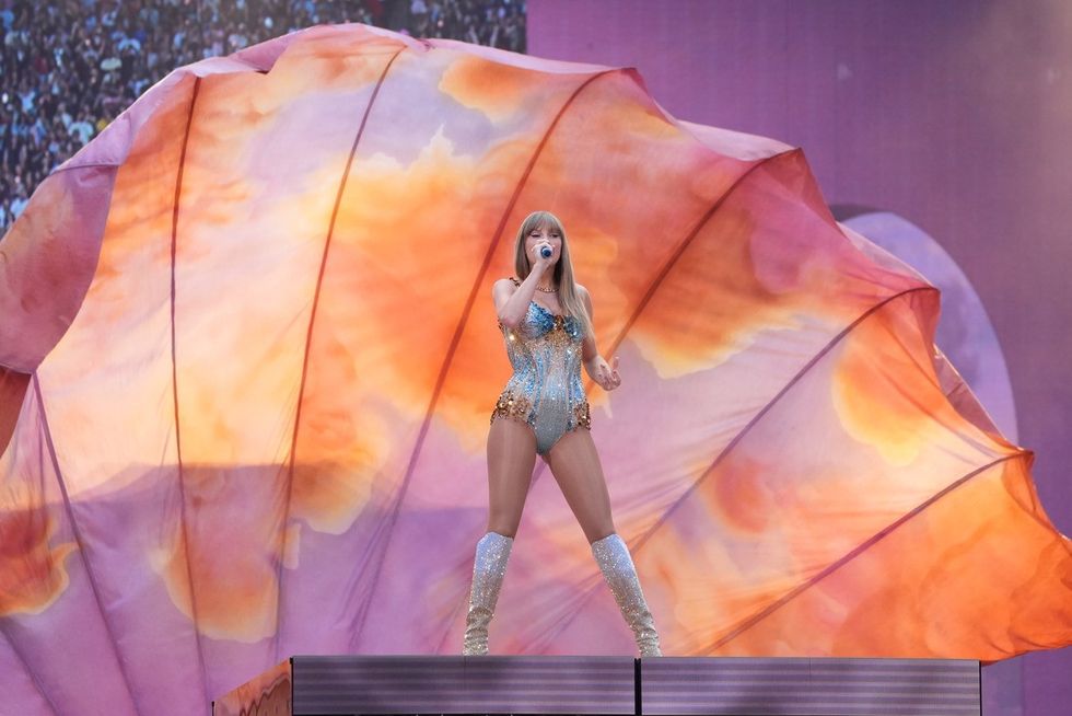 Taylor Swift performs her first London concert at Wembley Stadium, during the Eras Tour